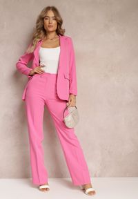Renee - Różowe Spodnie w Kant w Garniturowym Stylu High Waist Jaessa. Stan: podwyższony. Kolor: różowy. Styl: elegancki