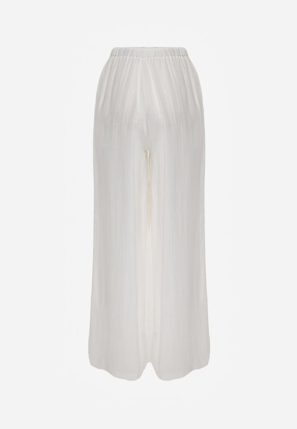 Born2be - Białe Wiskozowe Spodnie z Szeroką Nogawką i Wiązaniem w Talii Terisanna. Okazja: na co dzień. Kolor: biały. Materiał: wiskoza. Styl: casual, elegancki, klasyczny