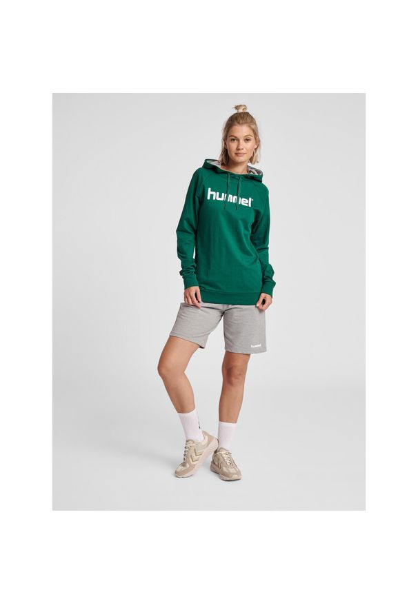 Bluza sportowa z kapturem damska Hummel Go Cotton Logo Hoodie Woman. Typ kołnierza: kaptur. Kolor: biały, zielony, wielokolorowy