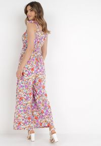 Born2be - Fioletowo-Biały Kombinezon Alemonice. Kolor: fioletowy. Długość rękawa: na ramiączkach. Długość: długie. Styl: klasyczny #4