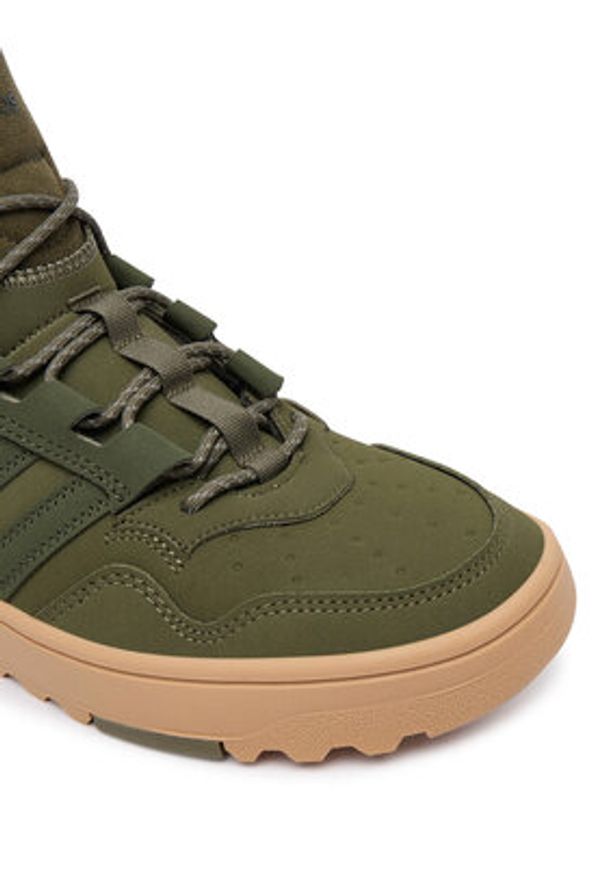 Adidas - adidas Sneakersy Hoops 4.0 Mid JQ5363 Khaki. Kolor: brązowy. Materiał: skóra