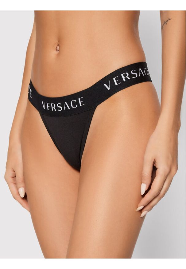 VERSACE - Versace Stringi Donna AUD04070 Czarny. Kolor: czarny. Materiał: bawełna