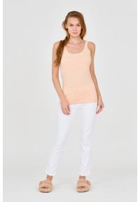 Emporio Armani - EMPORIO ARMANI Brzoskwiniowy damski top, Rozmiar L. Kolor: pomarańczowy. Materiał: bawełna #3