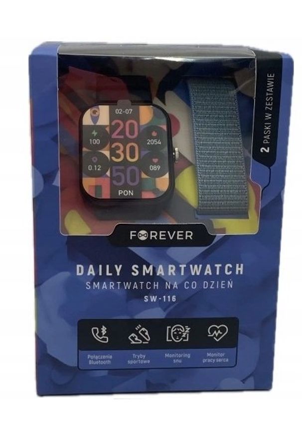 NoName - Smartwatch Forever smartwatch SW-116 czarny/niebieski. Rodzaj zegarka: smartwatch. Kolor: niebieski, wielokolorowy, czarny