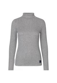 KINGSLAND - Sweter damski z golfem Kingsland Vikula. Typ kołnierza: golf. Kolor: szary. Materiał: polar. Sezon: zima. Sport: golf #1
