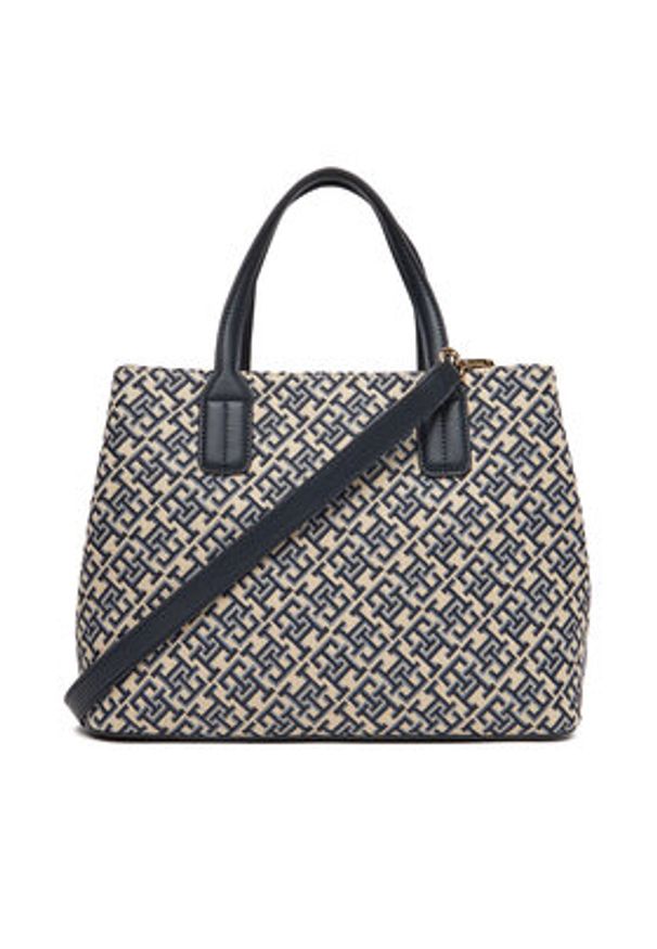 TOMMY HILFIGER - Tommy Hilfiger Torebka Th Jacquard Satchel AW0AW17444 Granatowy. Kolor: niebieski