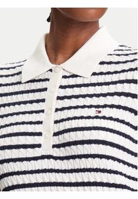 TOMMY HILFIGER - Tommy Hilfiger Polo Fine WW0WW41474 Kremowy Regular Fit. Typ kołnierza: polo. Kolor: kremowy. Materiał: bawełna #5