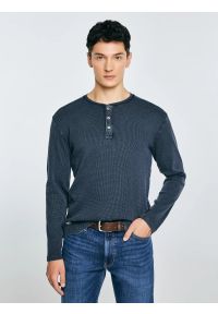 Big-Star - Bluzka męska z długim rękawem granatowa Merrts 403. Okazja: na co dzień. Kolor: niebieski. Materiał: materiał, dzianina, jeans. Długość rękawa: długi rękaw. Długość: długie. Styl: klasyczny, casual, sportowy #1