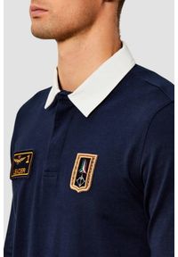 Aeronautica Militare - AERONAUTICA MILITARE Granatowy bawełniany męski longsleeve polo, Rozmiar L. Okazja: na co dzień. Typ kołnierza: polo. Kolor: niebieski. Materiał: bawełna. Długość rękawa: długi rękaw. Wzór: haft. Styl: sportowy, casual #2