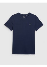 4f - 4F T-shirt slim gładki męski - granatowy M. Okazja: na co dzień. Kolor: niebieski. Materiał: bawełna. Wzór: gładki. Styl: casual