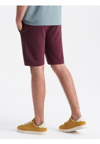 Ombre Clothing - Szorty męskie dresowe przed kolano BASIC – bordowe V3. Okazja: na co dzień. Kolor: czerwony. Materiał: dresówka. Styl: sportowy, casual #5