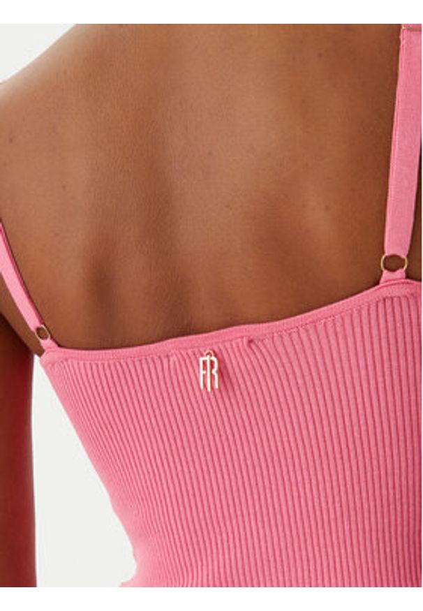 Fracomina Top FR25ST4006K410J9 Koralowy Slim Fit. Kolor: pomarańczowy. Materiał: wiskoza