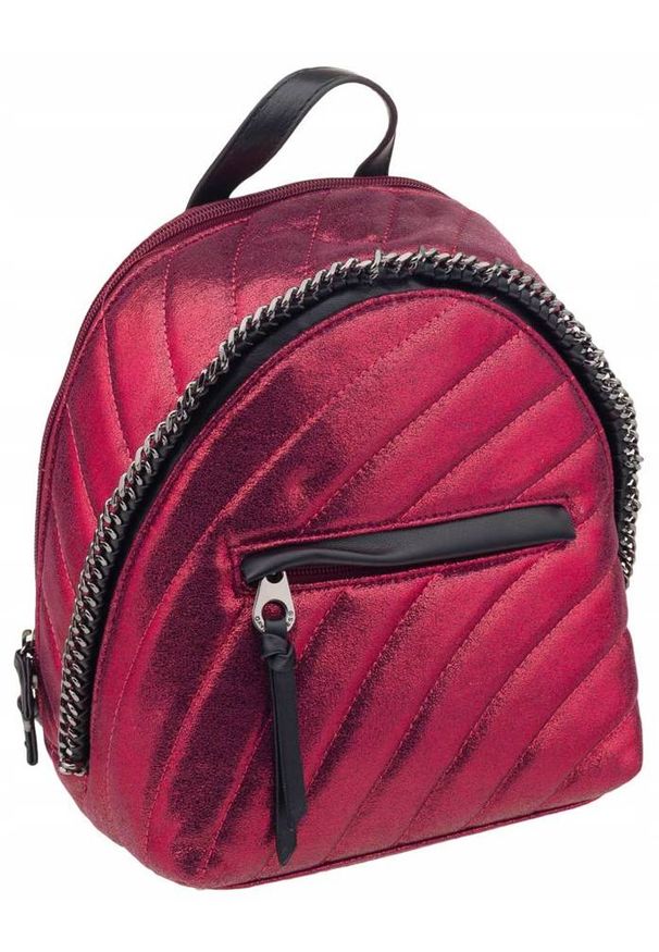DAVID JONES - Pikowany plecaczek bordowy David Jones 5834-3 D.RED. Kolor: czerwony. Materiał: skóra ekologiczna. Wzór: aplikacja