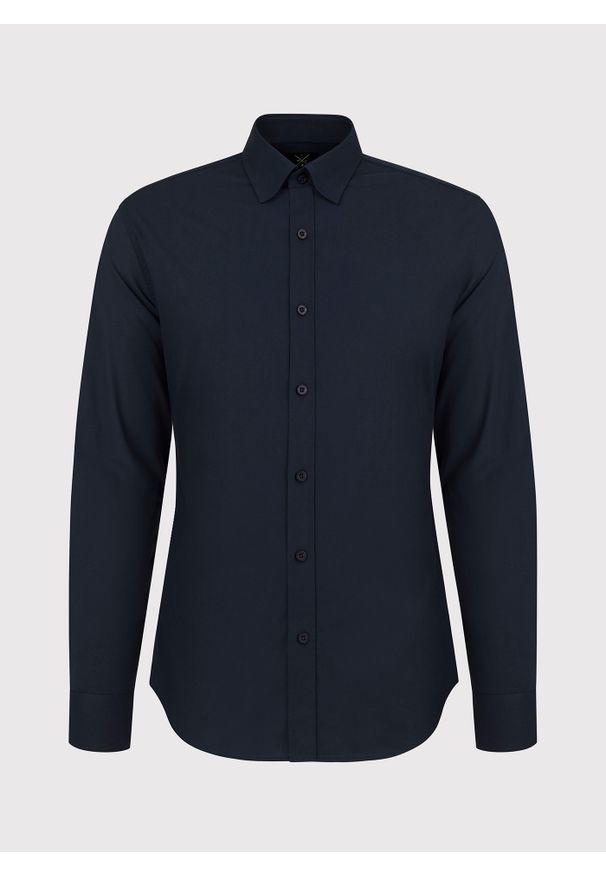 Pako Lorente - PAKO LORENTE – Granatowa gładka koszula męska. Okazja: na ślub cywilny, na wesele. Kolor: niebieski, czerwony. Materiał: elastan, bawełna. Wzór: gładki. Styl: elegancki