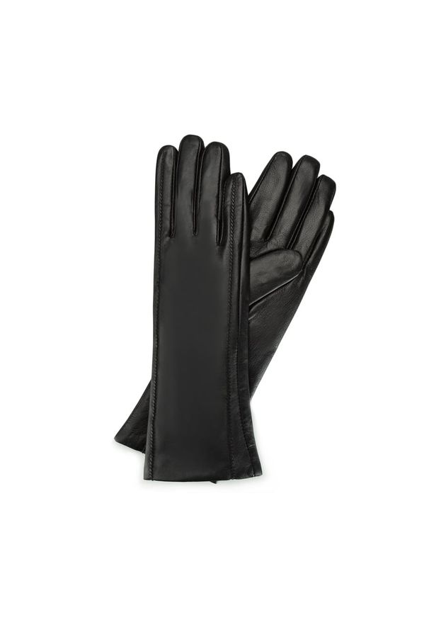 Wittchen - Ocieplane rękawiczki damskie ze skóry naturalnej czarne. Kolor: czarny. Materiał: skóra. Styl: klasyczny, wizytowy