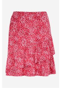 Cellbes - Wzorzysta i krótka spódnica z falbanką. Kolor: różowy. Materiał: jersey, włókno, wiskoza. Długość: krótkie. Wzór: kwiaty #2