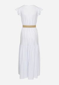Born2be - Jasnoniebieska Bawełniana Sukienka Boho o Rozkloszowanym Kroju z Paskiem z Klamrą Iffalisse. Okazja: na spacer. Kolor: niebieski. Materiał: bawełna. Wzór: aplikacja. Typ sukienki: rozkloszowane. Styl: boho #6