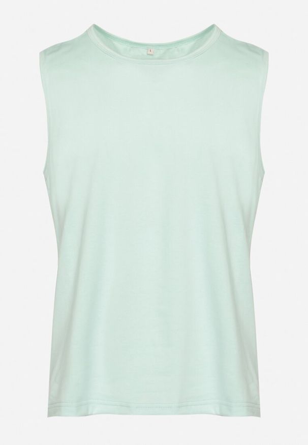 Born2be - Miętowa Klasyczna Koszulka Tank Top Bez Rękawów Lakeana. Kolor: miętowy. Materiał: jeans, materiał. Długość rękawa: bez rękawów