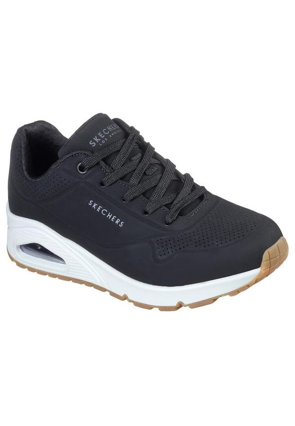 skechers - Buty SKECHERS Uno Stand On Air. Okazja: na co dzień. Kolor: czarny. Materiał: skóra