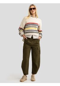 Big-Star - Sweter damski bawełniany w kolorowe paski kremowy Mixta 000. Kolor: wielokolorowy. Materiał: bawełna. Wzór: paski, kolorowy. Sezon: lato. Styl: vintage, retro #4