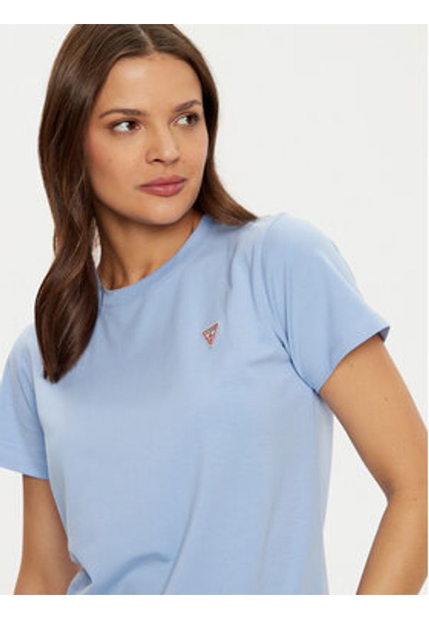 Guess Jeans T-Shirt W4YI10 J1314 Niebieski Regular Fit. Kolor: niebieski. Materiał: bawełna