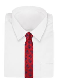 Alties - Czerwony Elegancki Męski Krawat -ALTIES- 6 cm, Klasyczny, w Niebieski Wzór Paisley. Kolor: niebieski, wielokolorowy, czerwony. Materiał: tkanina. Wzór: paisley. Styl: elegancki, klasyczny #2