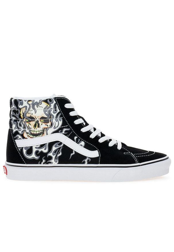 Buty Vans SK8-HI VN0007NSBMW1 - czarne. Kolor: czarny. Materiał: zamsz, guma. Szerokość cholewki: normalna. Wzór: nadruk. Model: Vans SK8
