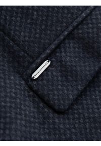 Ombre Clothing - Rozpinany męski płaszcz z wełną – granatowy V1 - Rozmiar: XXL. Kolor: niebieski. Materiał: wełna. Sezon: zima. Styl: elegancki #10