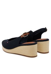 TOMMY HILFIGER - Tommy Hilfiger Sandały Flag Mid Wedge Espad Slingback FW0FW08595 Granatowy. Kolor: niebieski. Materiał: materiał #3