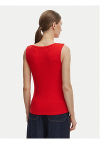 TOMMY HILFIGER - Tommy Hilfiger Top WW0WW47807 Pomarańczowy Slim Fit. Kolor: pomarańczowy. Materiał: wiskoza #3