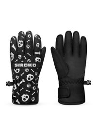 SIROKO - Dziecęce rękawice na snowboard i narty Sporty zimowe Siroko Skull. Kolor: czarny. Materiał: syntetyk, tkanina. Technologia: Thinsulate. Sezon: zima. Sport: snowboard, narciarstwo