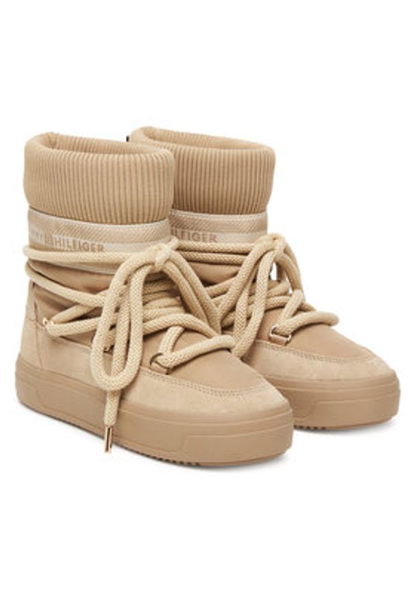 TOMMY HILFIGER - Tommy Hilfiger Śniegowce Tommytech Logotape Snowboot Warm FW0FW08998 Beżowy. Kolor: beżowy. Materiał: materiał