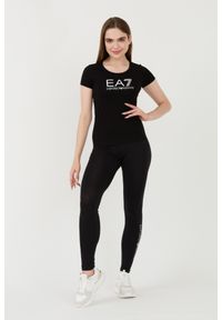 Emporio Armani - EMPORIO ARMANI Czarne damskie legginsy Stretch Logo, Rozmiar S. Kolor: czarny