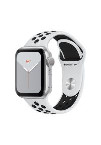APPLE Watch 5 Cellular Nike+ 40mm (Srebrny z opaską sportową w kolorze platynowo-czarnym). Kolor: srebrny, czarny, wielokolorowy, szary. Styl: sportowy #1