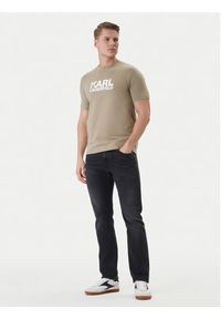 Karl Lagerfeld - KARL LAGERFELD T-Shirt 755780 562235 Khaki Regular Fit. Typ kołnierza: dekolt w karo. Kolor: brązowy. Materiał: bawełna #2