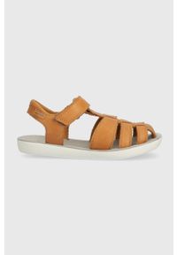 Shoo Pom sandały skórzane dziecięce kolor brązowy. Nosek buta: okrągły. Zapięcie: rzepy. Kolor: brązowy. Materiał: skóra #1