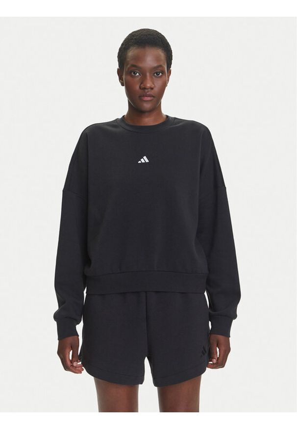 Adidas - adidas Bluza Essentials Small Logo Feelcozy JC5932 Czarny Loose Fit. Kolor: czarny. Materiał: bawełna