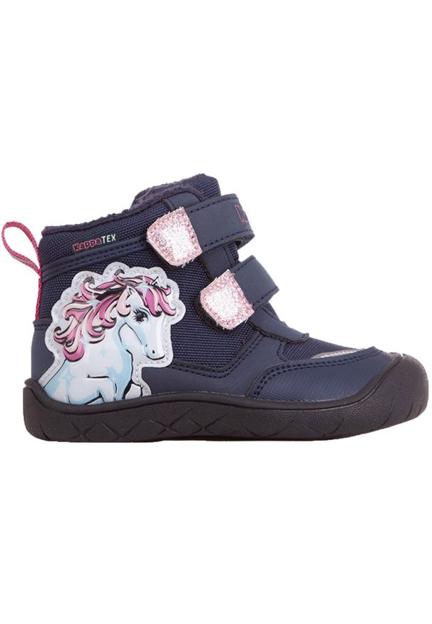 Buty dla dzieci Kappa Flake Tex. Wysokość cholewki: za kostkę. Kolor: wielokolorowy, różowy, niebieski. Materiał: materiał, syntetyk, tkanina. Szerokość cholewki: normalna. Sport: turystyka piesza