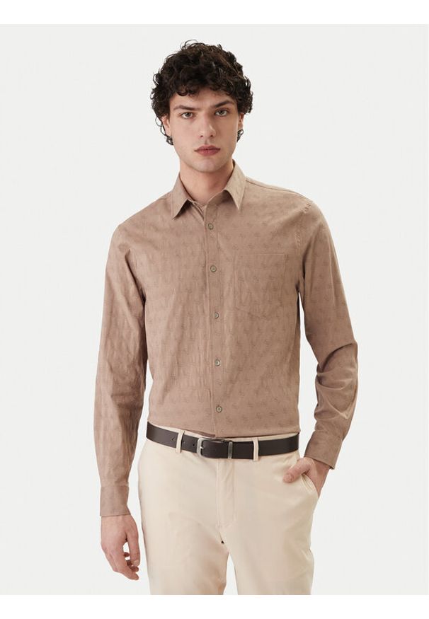 Guess Koszula M6GH18 W1713 Beżowy Regular Fit. Kolor: beżowy. Materiał: bawełna