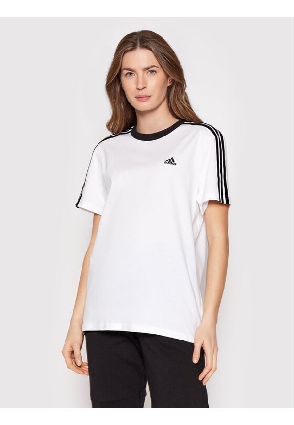 Adidas - adidas T-Shirt Essentials H10201 Biały Relaxed Fit. Kolor: biały. Materiał: bawełna