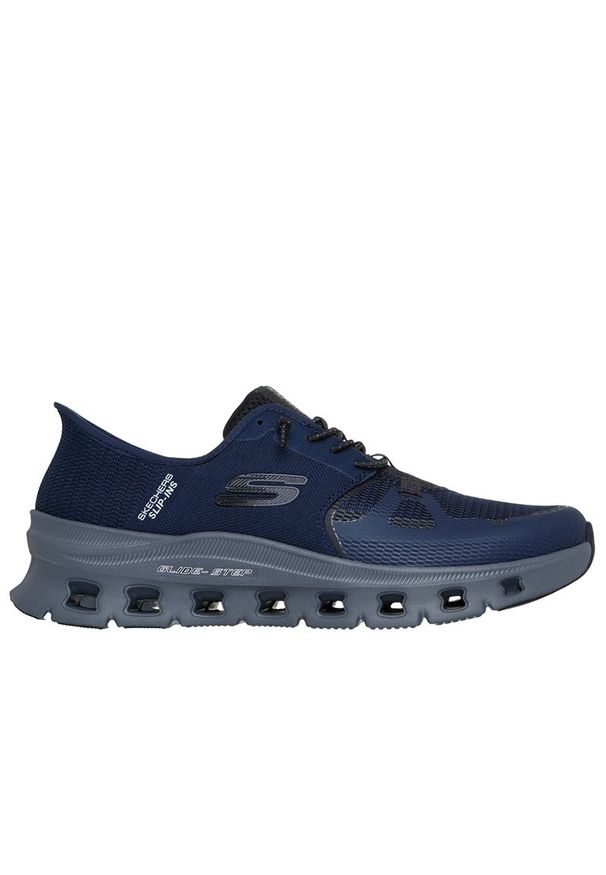 skechers - Buty męskie Skechers Slip-ins: Glide-Step Pro 232930NVCC - granatowe. Okazja: na co dzień. Zapięcie: sznurówki. Kolor: niebieski. Szerokość cholewki: normalna. Wzór: aplikacja. Model: Skechers Sport