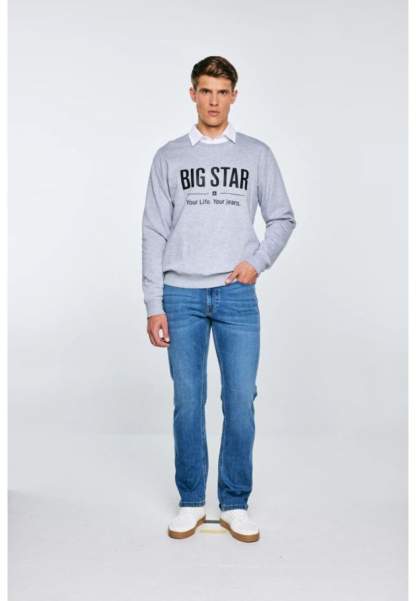 Big-Star - Bluza męska z nadrukiem szara Ecodort 901. Kolor: szary. Wzór: nadruk. Styl: klasyczny