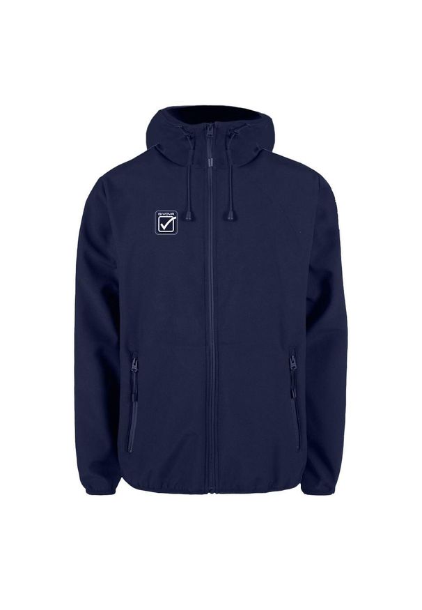 Unisex Givova Softshell Kurtka Niebieska XL - Wiatroodporna i Oddychająca. Kolor: niebieski. Materiał: poliester
