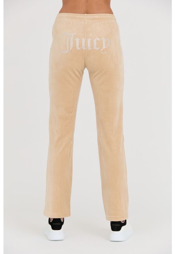 Juicy Couture - JUICY COUTURE Beżowe damskie spodnie dresowe Tina Track Pants, Rozmiar L. Kolor: beżowy. Materiał: dresówka