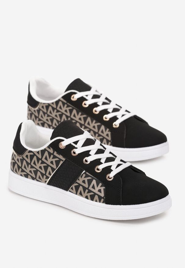 Renee - Czarne Sneakersy z Printem Casica. Kolor: czarny. Wzór: nadruk