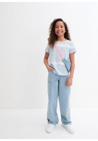 bonprix - T-shirt z dłuższym tyłem z czystej bawełny organicznej. Kolor: niebieski. Materiał: bawełna. Długość: długie. Wzór: nadruk #3