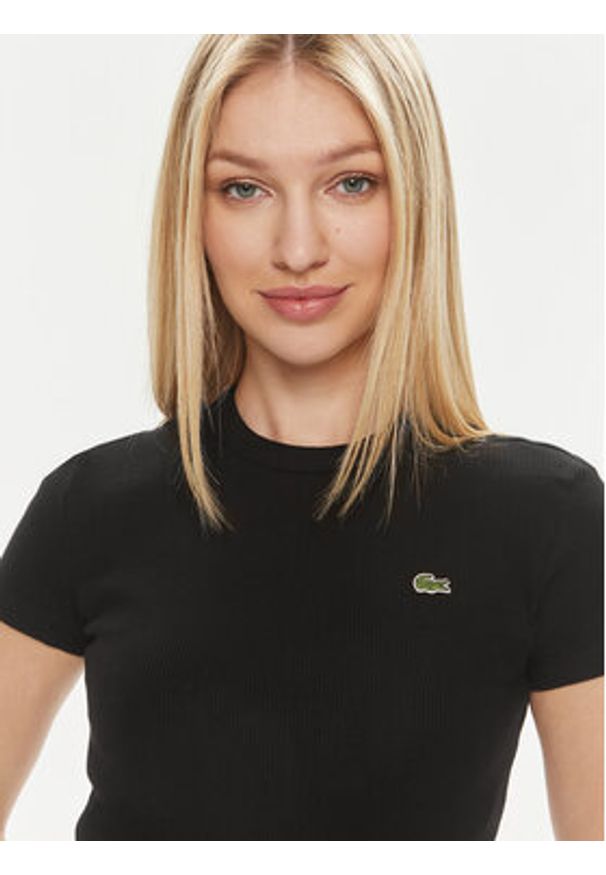 Lacoste T-Shirt TF5538 Czarny Regular Fit. Kolor: czarny. Materiał: bawełna