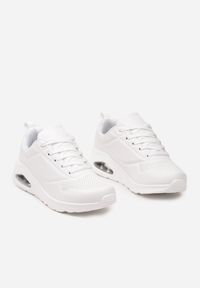 Renee - Białe Sneakersy na Grubej Podeszwie przed Kostkę Floemini. Wysokość cholewki: przed kostkę. Zapięcie: sznurówki. Kolor: biały. Materiał: jeans #2