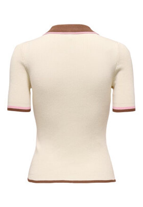 only - ONLY Polo Meddi 15363165 Beżowy Slim Fit. Typ kołnierza: polo. Kolor: beżowy. Materiał: syntetyk