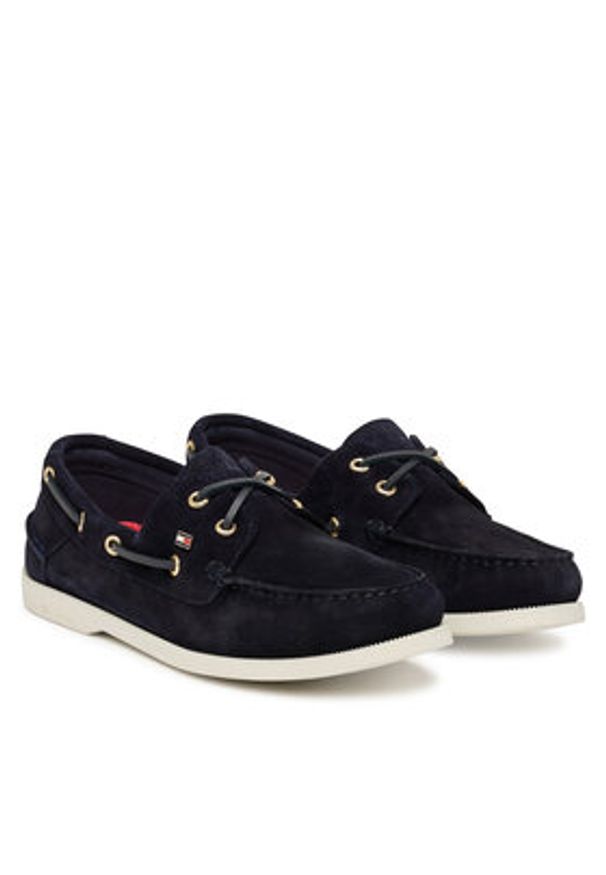 TOMMY HILFIGER - Tommy Hilfiger Mokasyny Hilfiger Suede Boat Shoe FW0FW09338 Granatowy. Kolor: niebieski. Materiał: zamsz, skóra